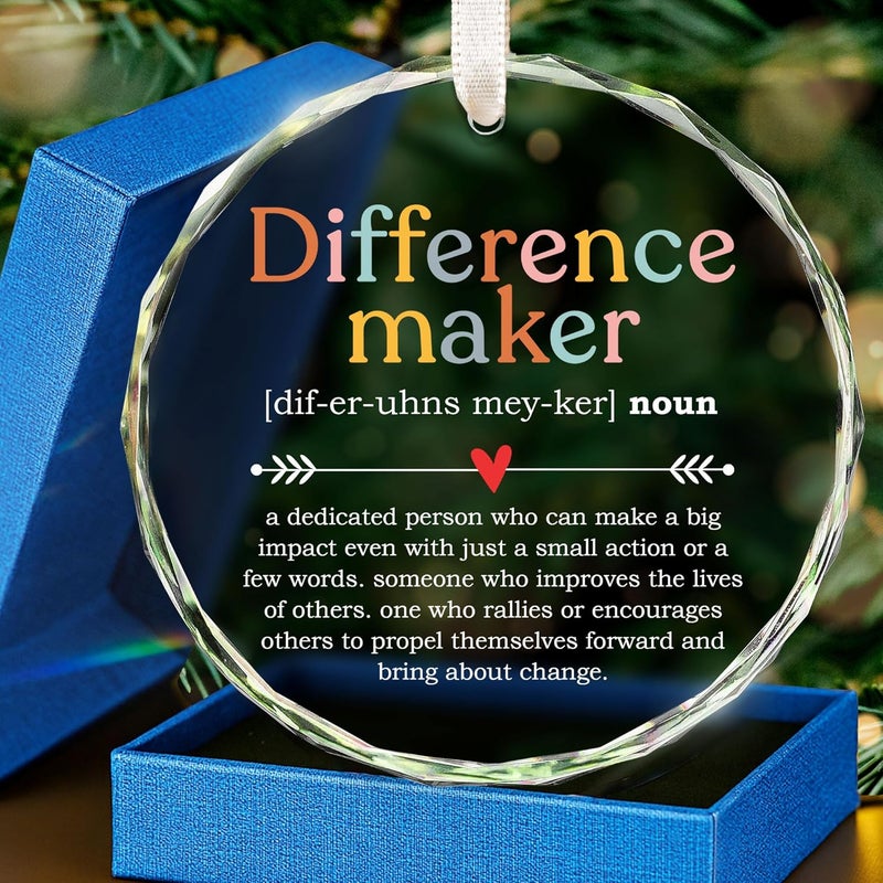 HEXMOZ Difference Maker - Appreciation for Women - Coworker Appreciation - Thank You Gifts, Inspiration Gifts for Women Boss Coworker Manager Teacher Nurse Mom Friend - Glass Christmas Ornament - Image 1